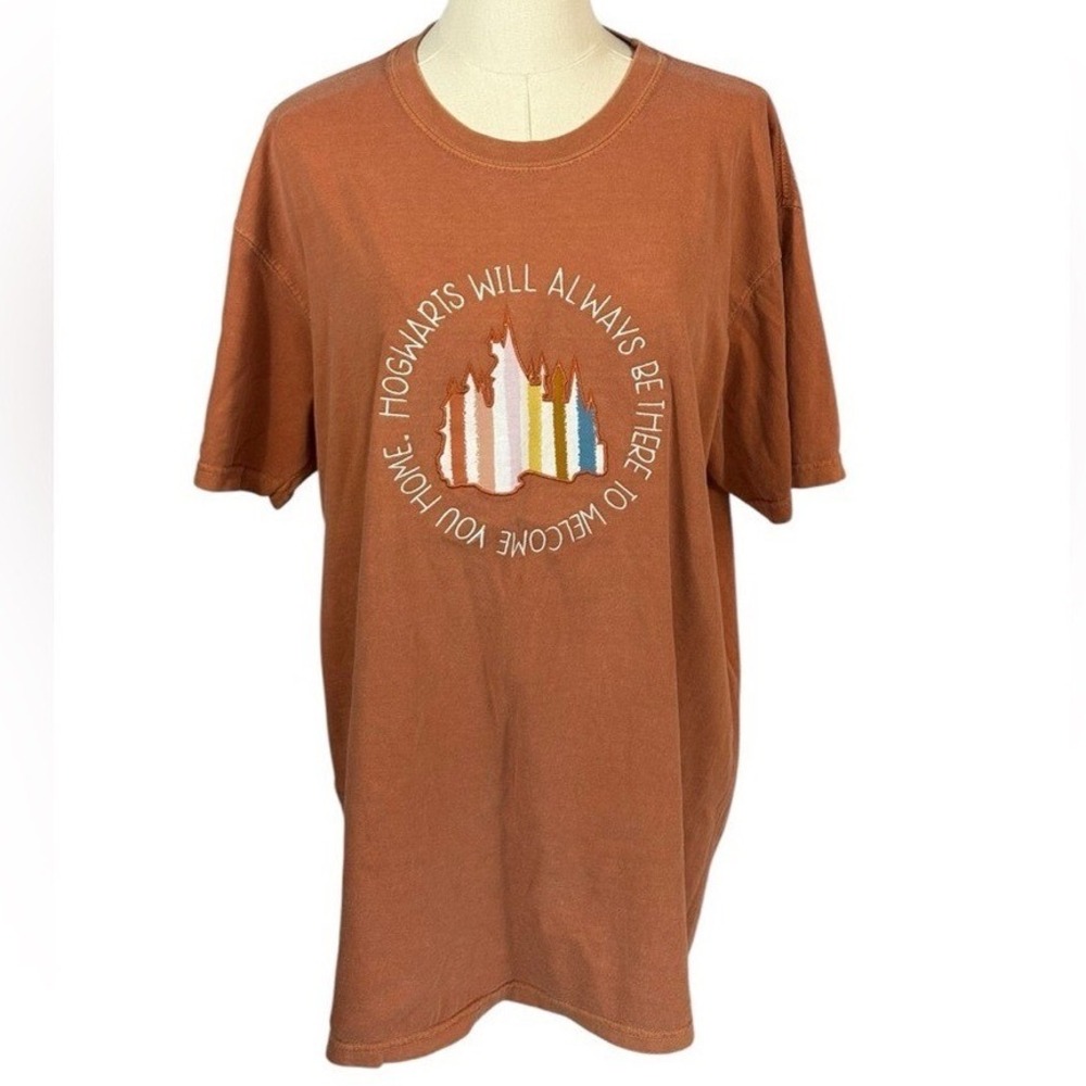 Unbranded 100% Cotton "Hogwarts Will Always Be There…" Burnt Orange Tee (Size L)